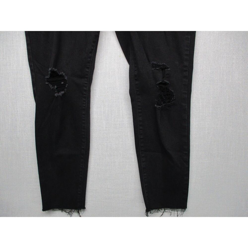 Old Navy Rockstar Black 15oz Distressed Raw Hem Jeggings Womens Size 14P - Picture 3 of 12